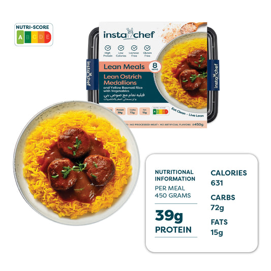 Lean Ostrich Medallions & Yellow Basmati Rice (450 Grams)