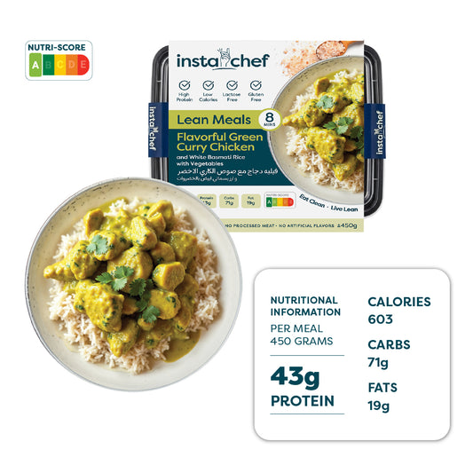 Flavorful Green Curry Chicken & White Basmati Rice (450 Grams)
