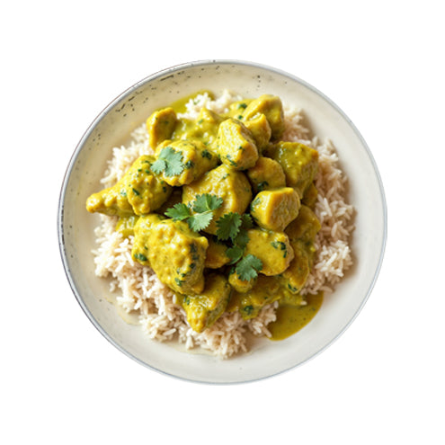 Flavorful Green Curry Chicken & White Basmati Rice (450 Grams)