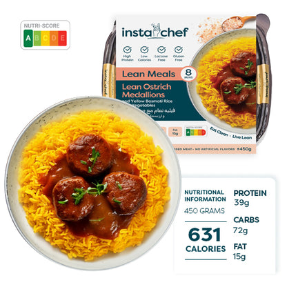 Lean Ostrich Medallions & Yellow Basmati Rice (450 Grams)